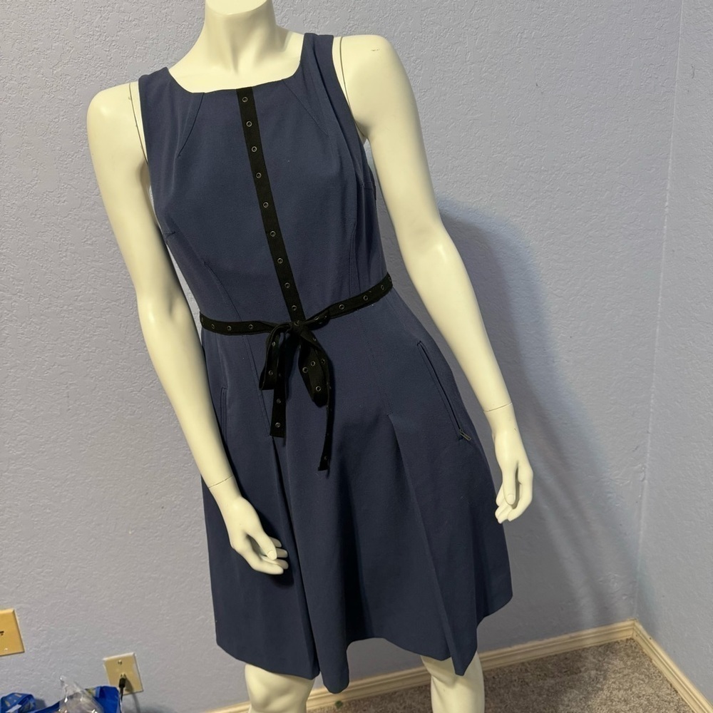 Tracy Reese Vintage Fit And Flare Belted Secure Pockets Sleeveless Dress